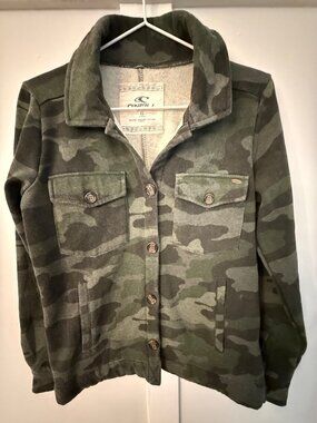 O'Neill Skylar Camo Fleece Military Style Jacket size XS